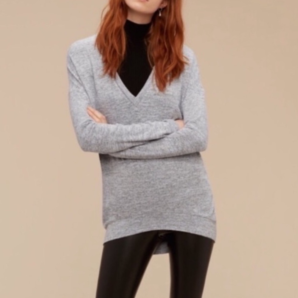 Aritzia Wilfred Free Devinette V-Neck Sweater Top